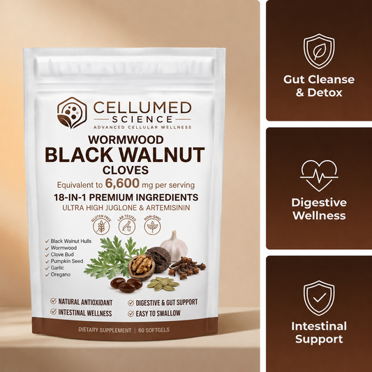Cellumed Science Wormwood Black Walnut Cloves Softgels - Promotes Internal Cleansing & Digestive Wellness