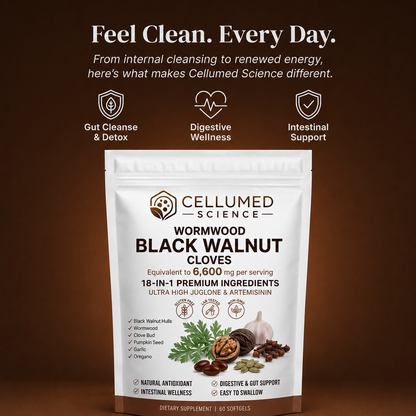 Cellumed Science Wormwood Black Walnut Cloves Softgels - Promotes Internal Cleansing & Digestive Wellness