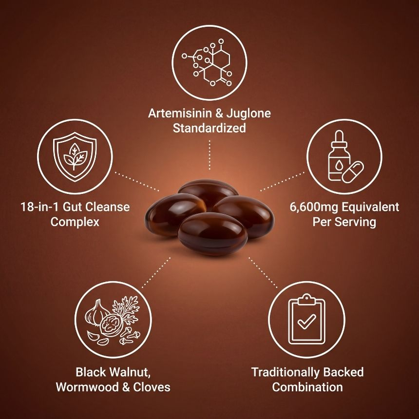 Cellumed Science Wormwood Black Walnut Cloves Softgels - Promotes Internal Cleansing & Digestive Wellness