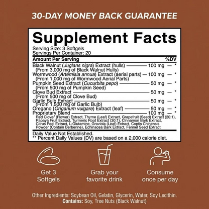Cellumed Science Wormwood Black Walnut Cloves Softgels - Promotes Internal Cleansing & Digestive Wellness