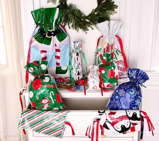 Holiday Gift Bag Set | Wrap-Free Gift Giving (10 Pcs)